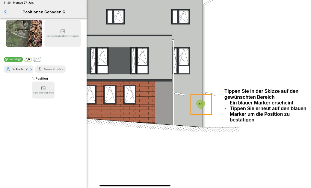 Schaden verorten - Positionsmarker